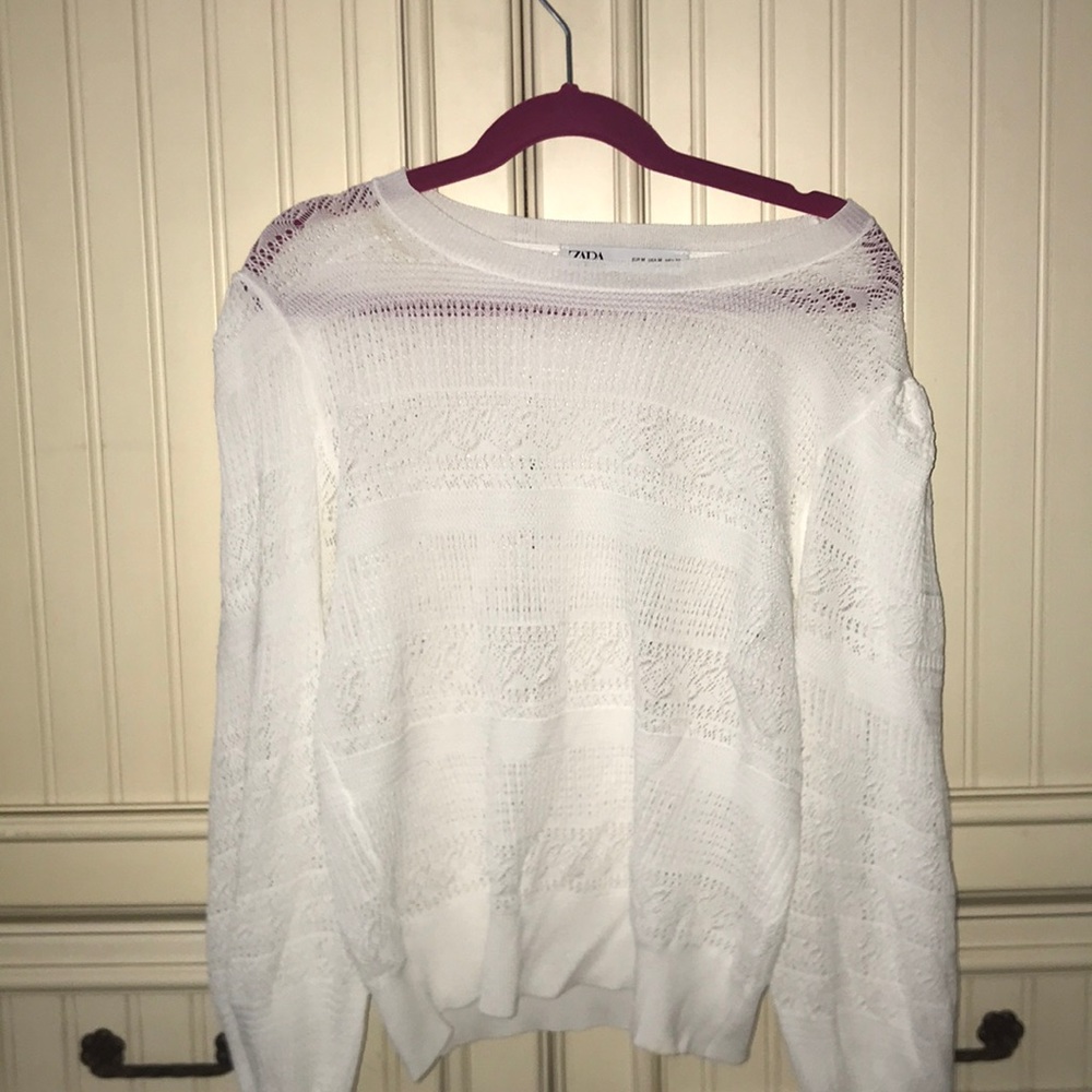 ZARA white see through top